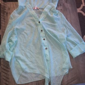 light blue button up